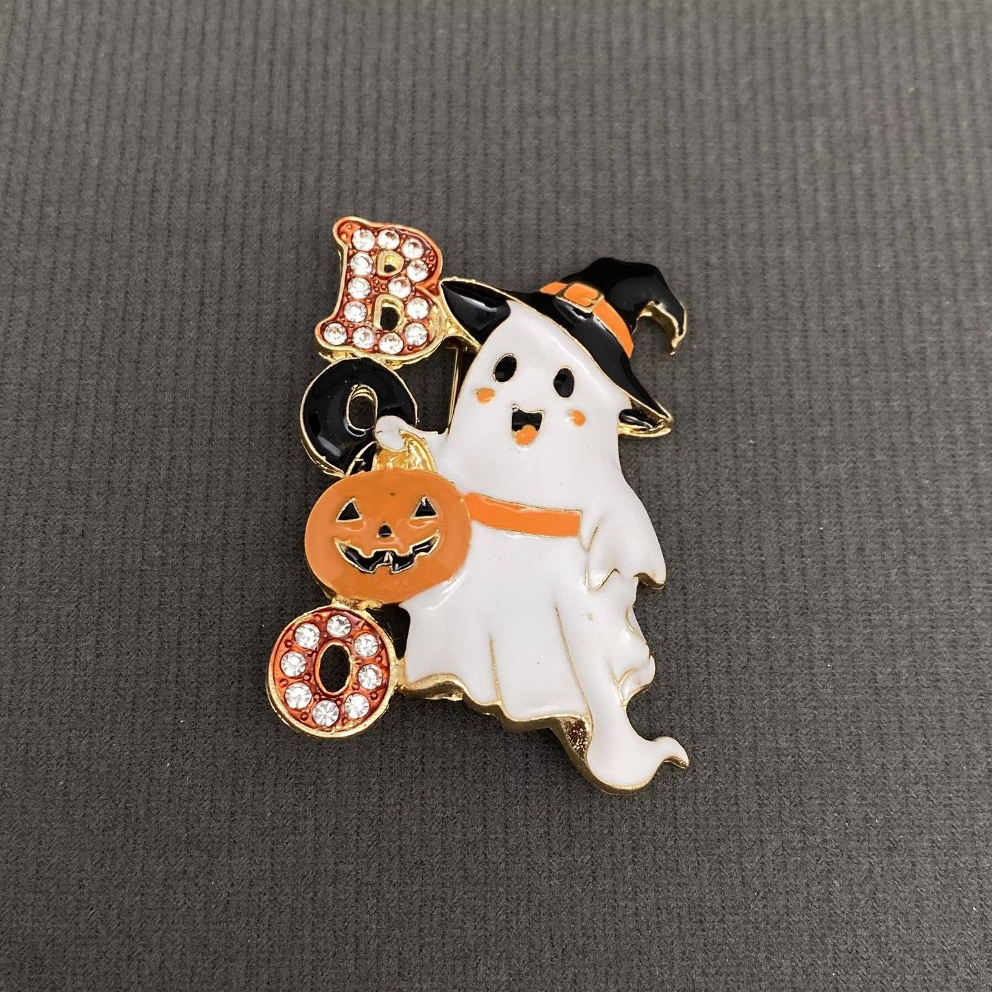 Halloween Enamel BOO Ghost Brooch