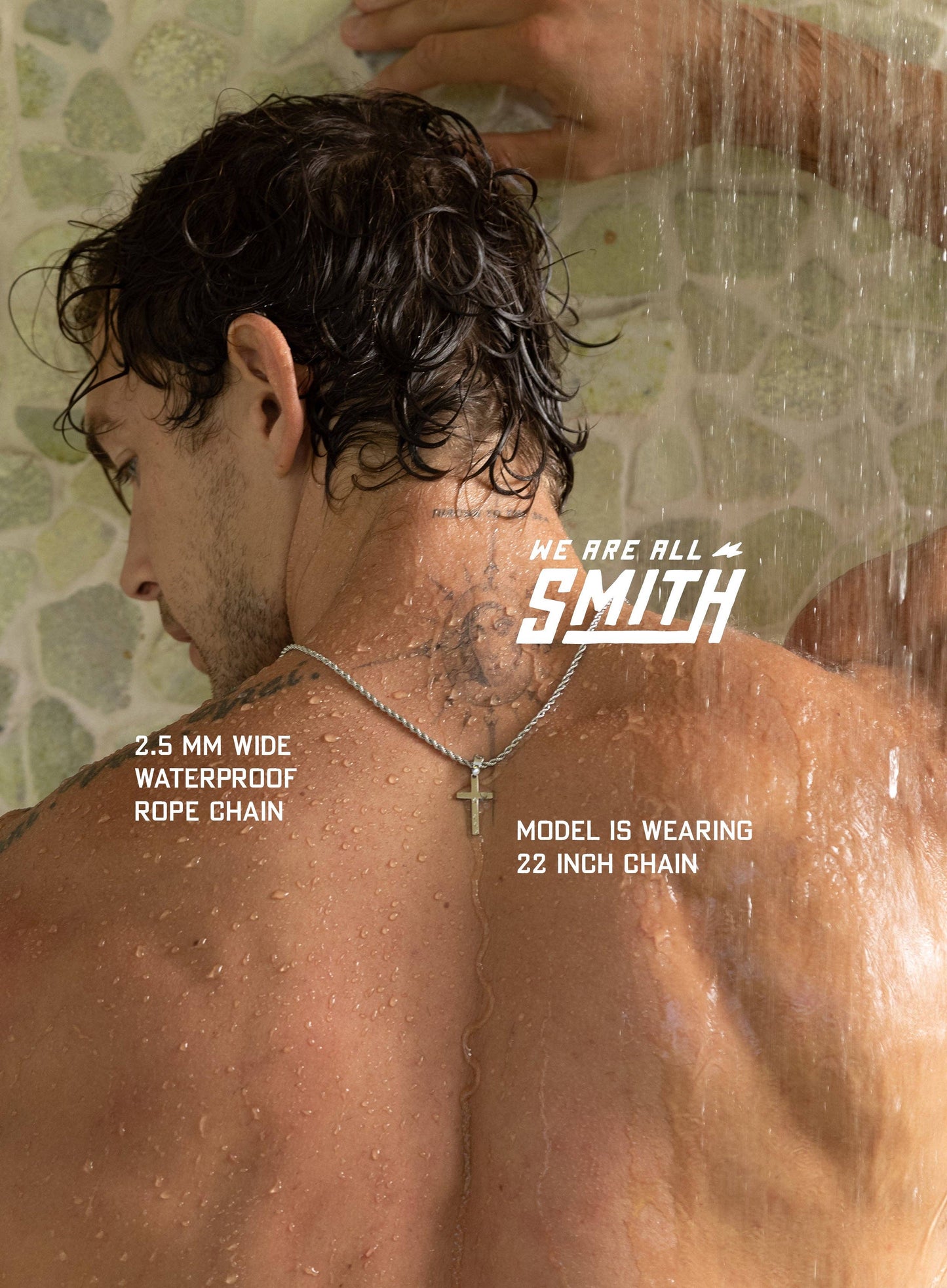 Waterproof Medium Silver Cross Pendant