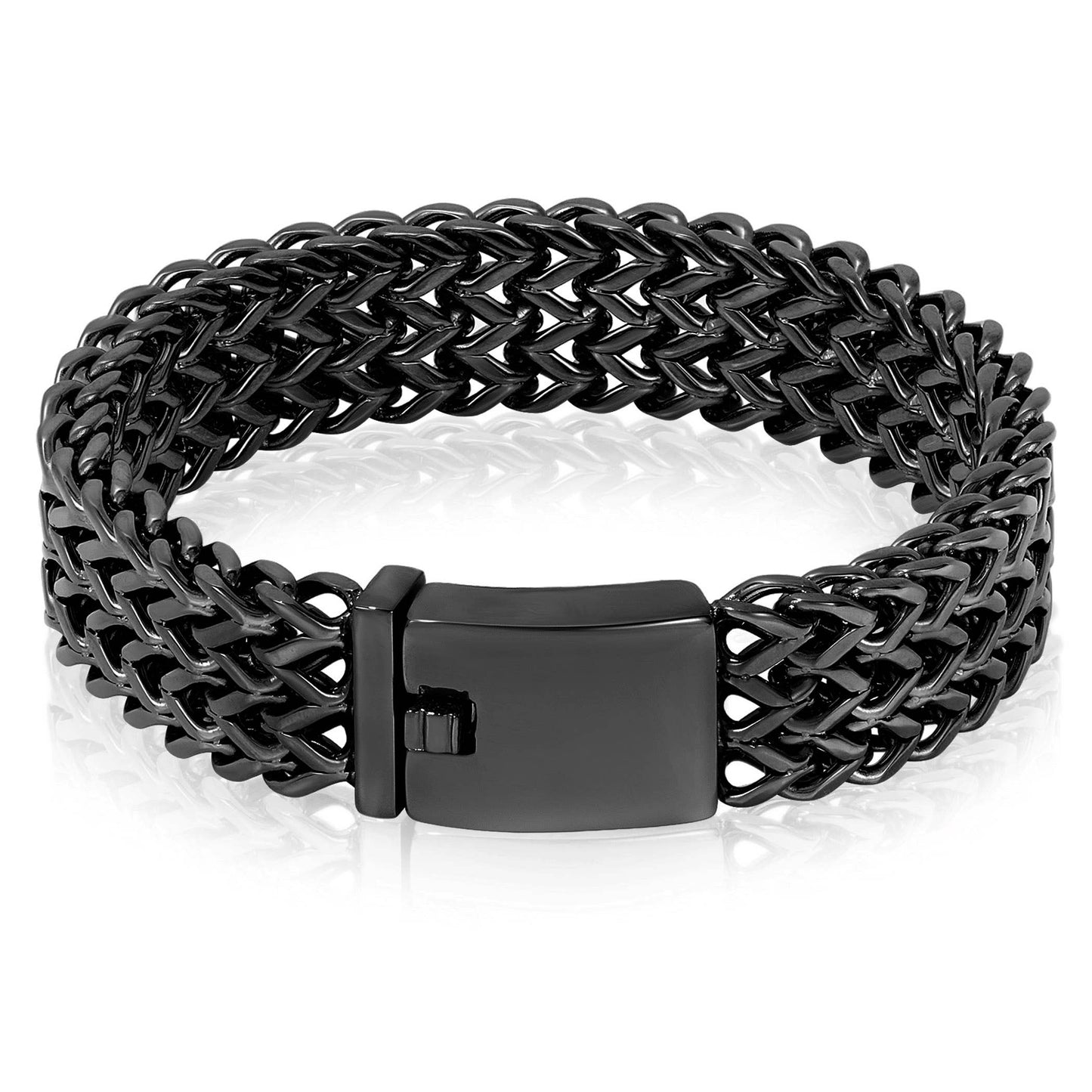 Crucible Three Row Franco Stainless Steel Bracelet (18mm)