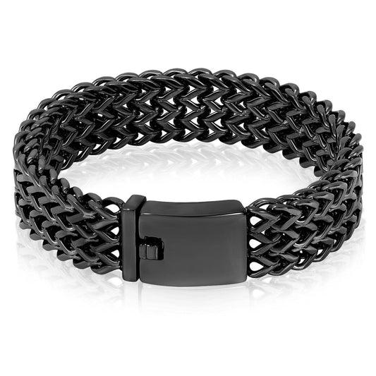 Crucible Three Row Franco Stainless Steel Bracelet (18mm)