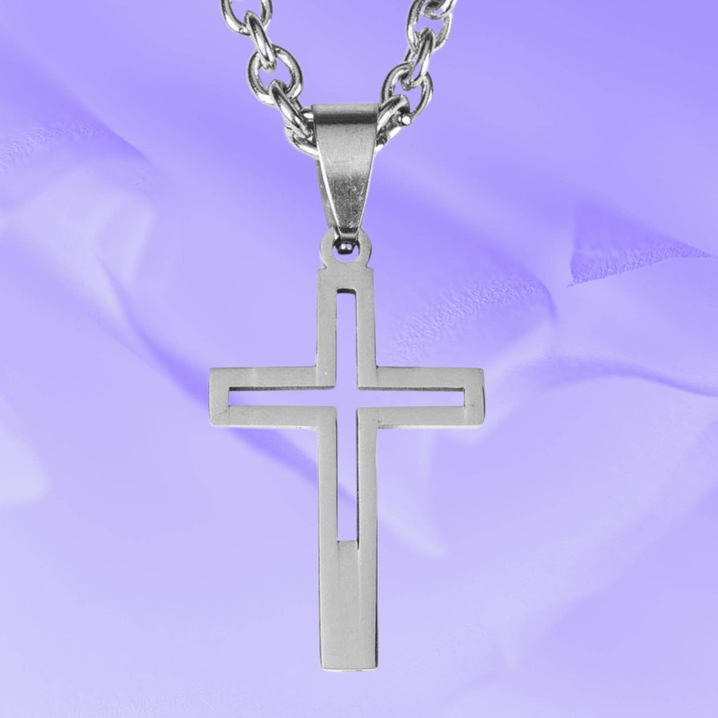 Cutout Box St Steel Cross Pendant Sale