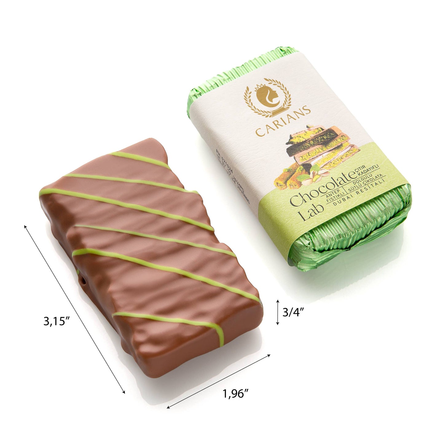 Famous Dubai Chocolate Bar, Premium Pistachio, 3.17oz