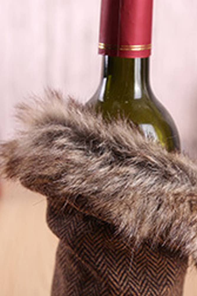 Christmas Burlap Bow Wine Bag