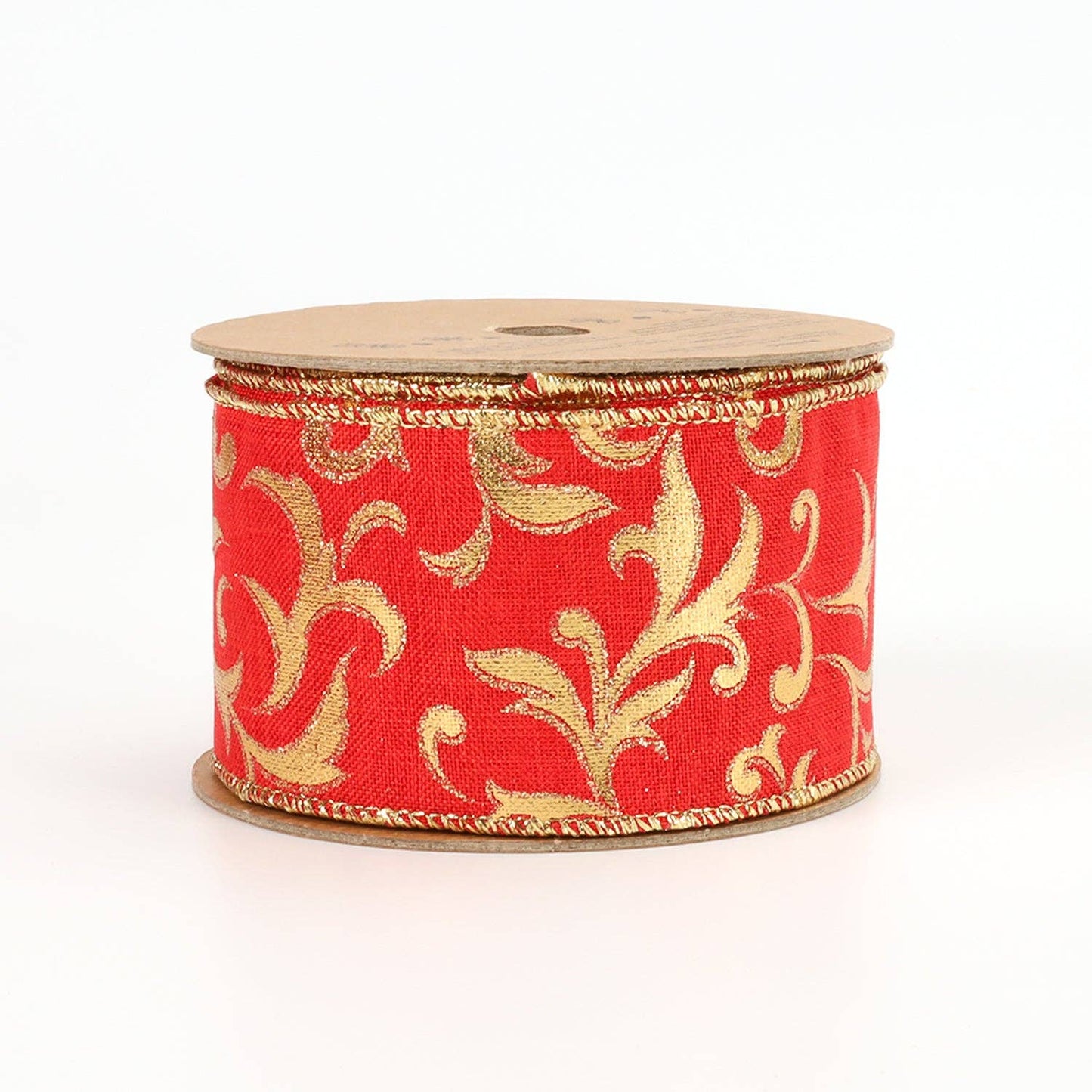 2 1/2" Wired Ribbon | "Metallic Brocade" Red/Gold | 10 Yards Sale