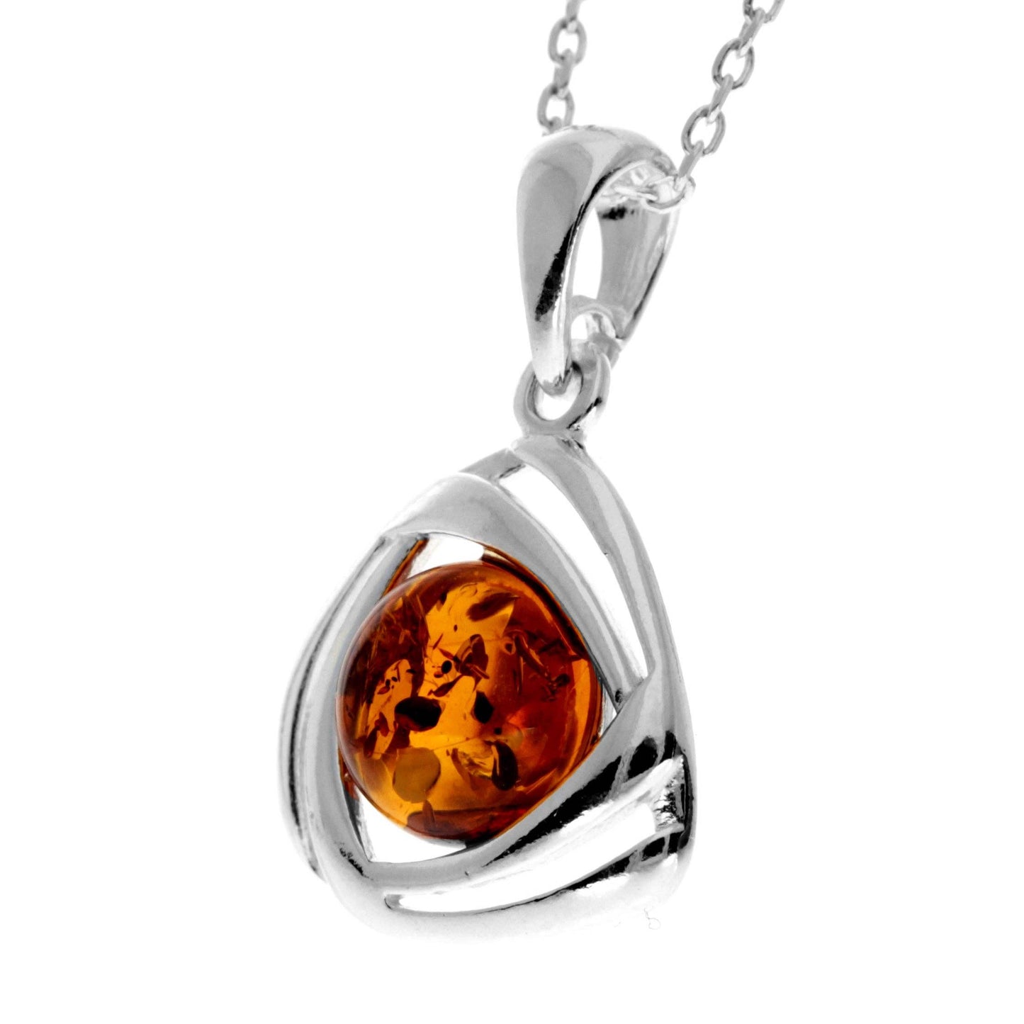 925 Sterling Silver & Genuine Baltic Amber Celtic Pendant