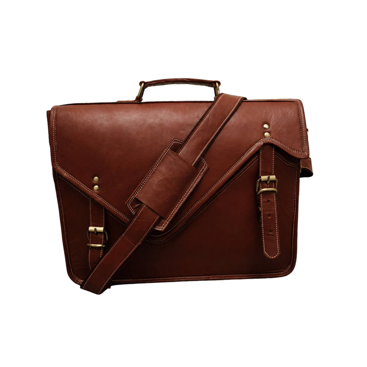 Goat Leather Satchel Messenger Bag Vintage Laptop Bag