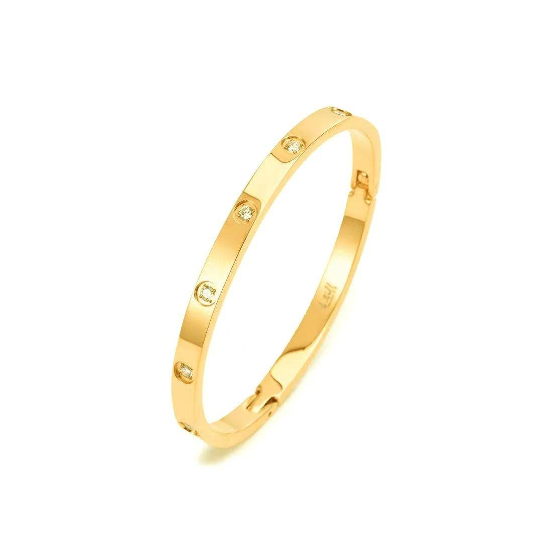 8-Stone High Polish Gold Bangle Bracelet