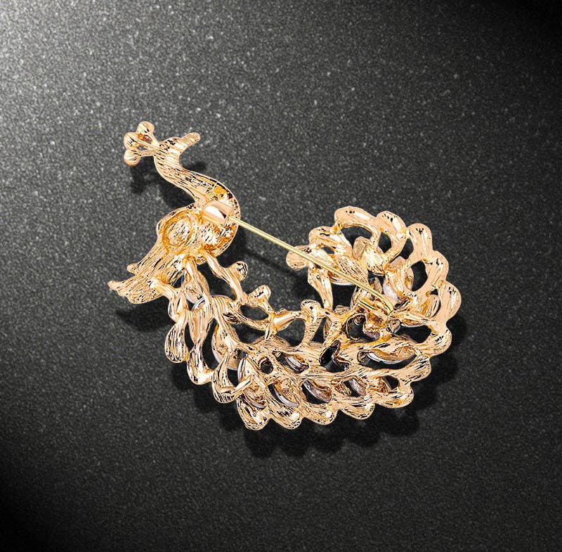 Peacock Rhinestone Brooch