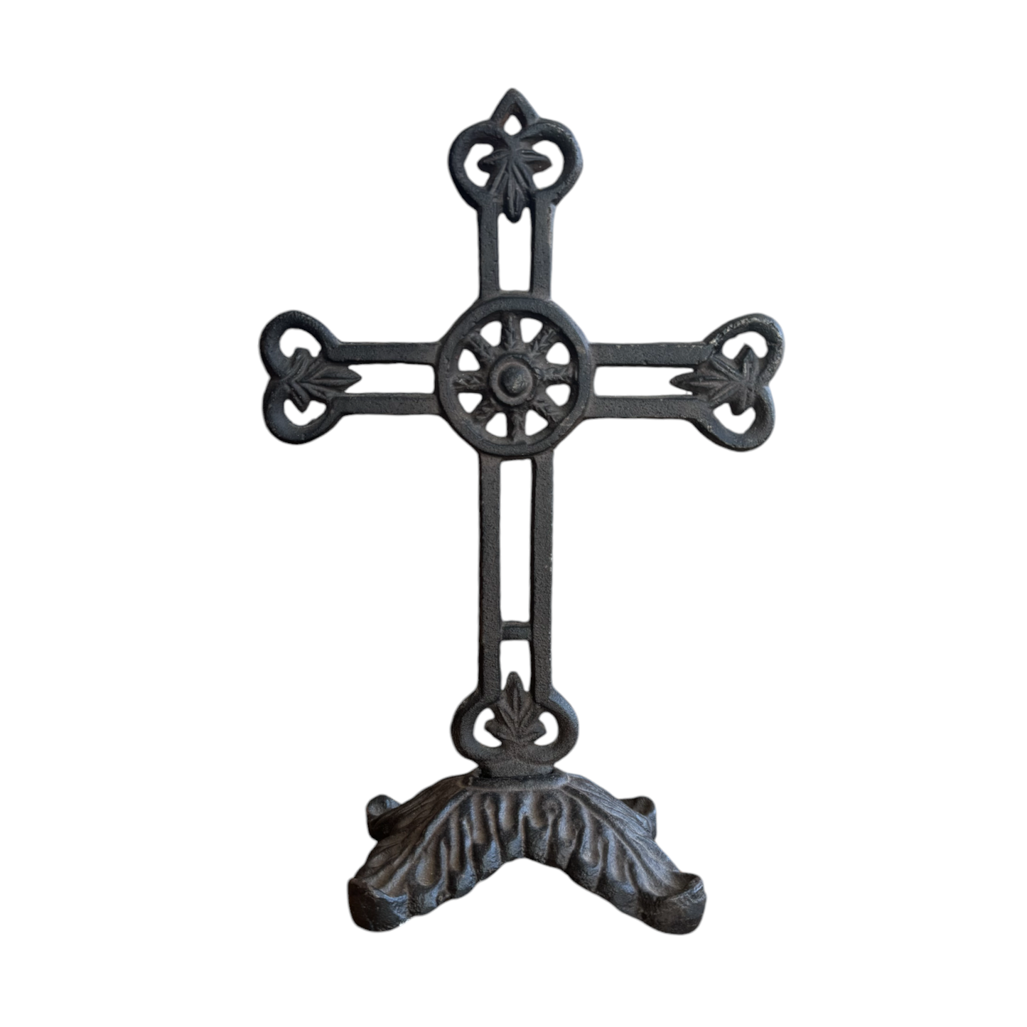 Cast Iron Filigree Table Cross on Rectangular Pedestal Base Clearance