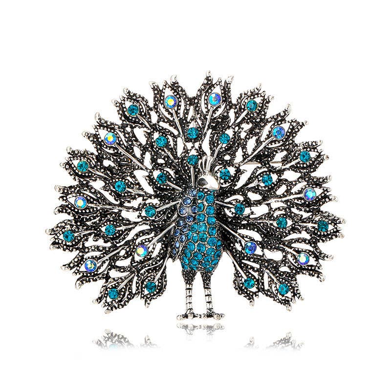 Exquisite Colorful Rhinestone Peacock Brooch