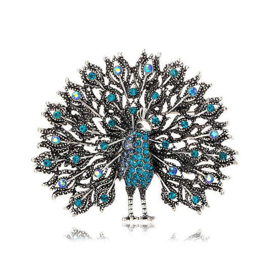 Exquisite Colorful Rhinestone Peacock Brooch