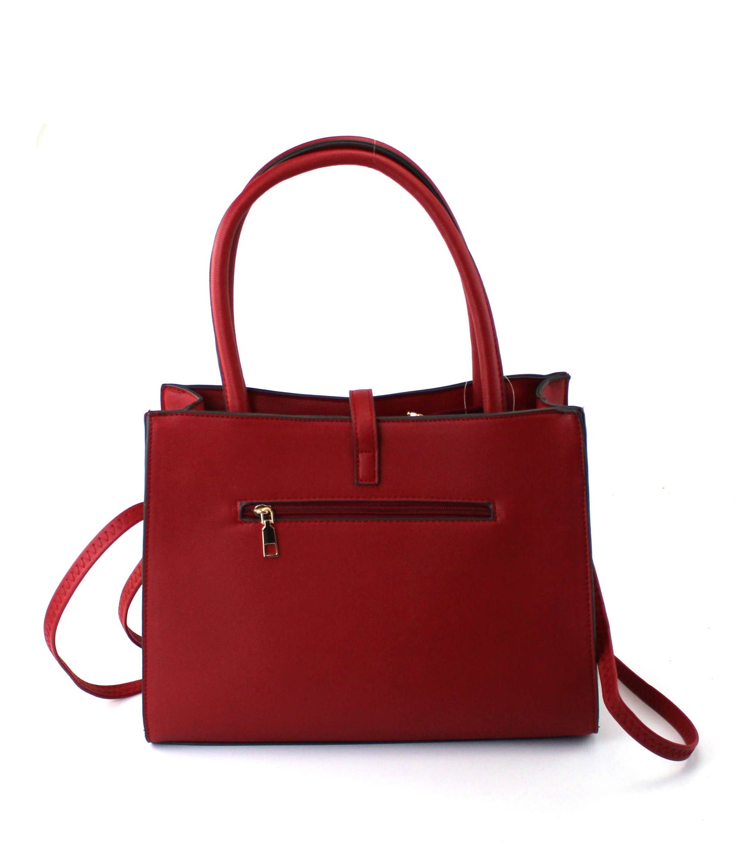 PU Bag With Golden Metal Clips - Red