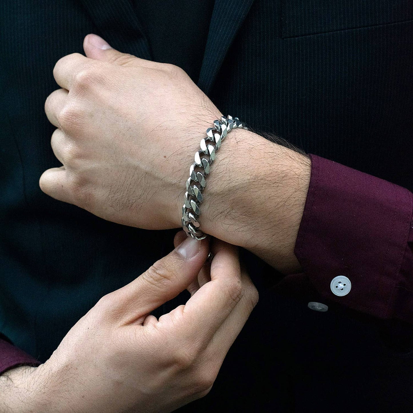 Men's Beveled Curb Chain Bracelet