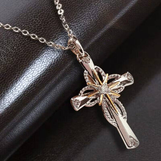 Swirl Solitaire Cross Pendant