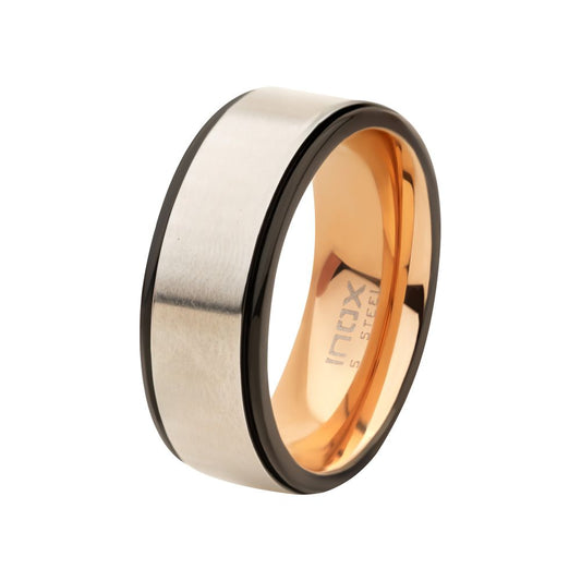 Steel Matte Finish with Rose Gold IP & Black IP Ring Sale