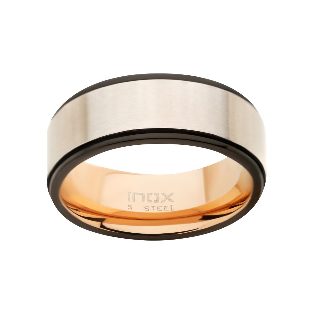 Steel Matte Finish with Rose Gold IP & Black IP Ring Sale