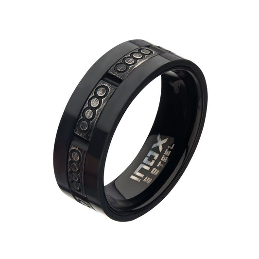 Antiqued Black IP & Carbon Fiber Ring Sale