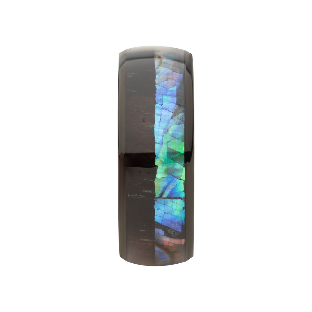 Black IP Abalone Shell & Ebony Wood Inlay Ring Sale