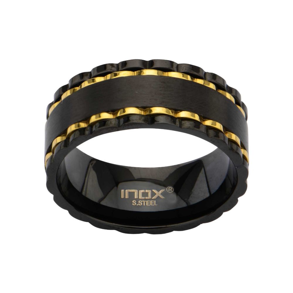 Black Track in Rose Gold IP Ring Sale