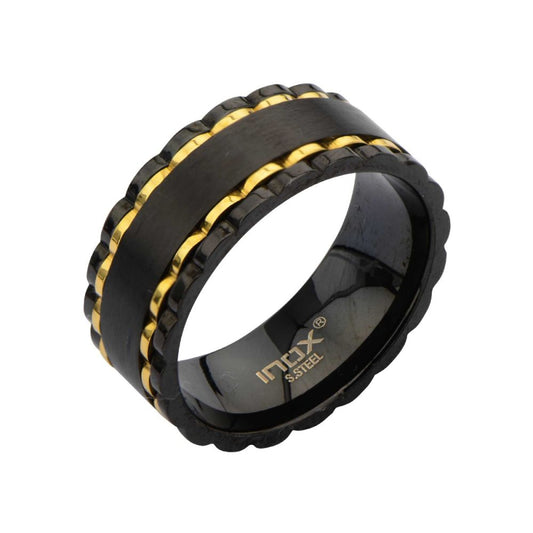 Black Track in Rose Gold IP Ring Sale