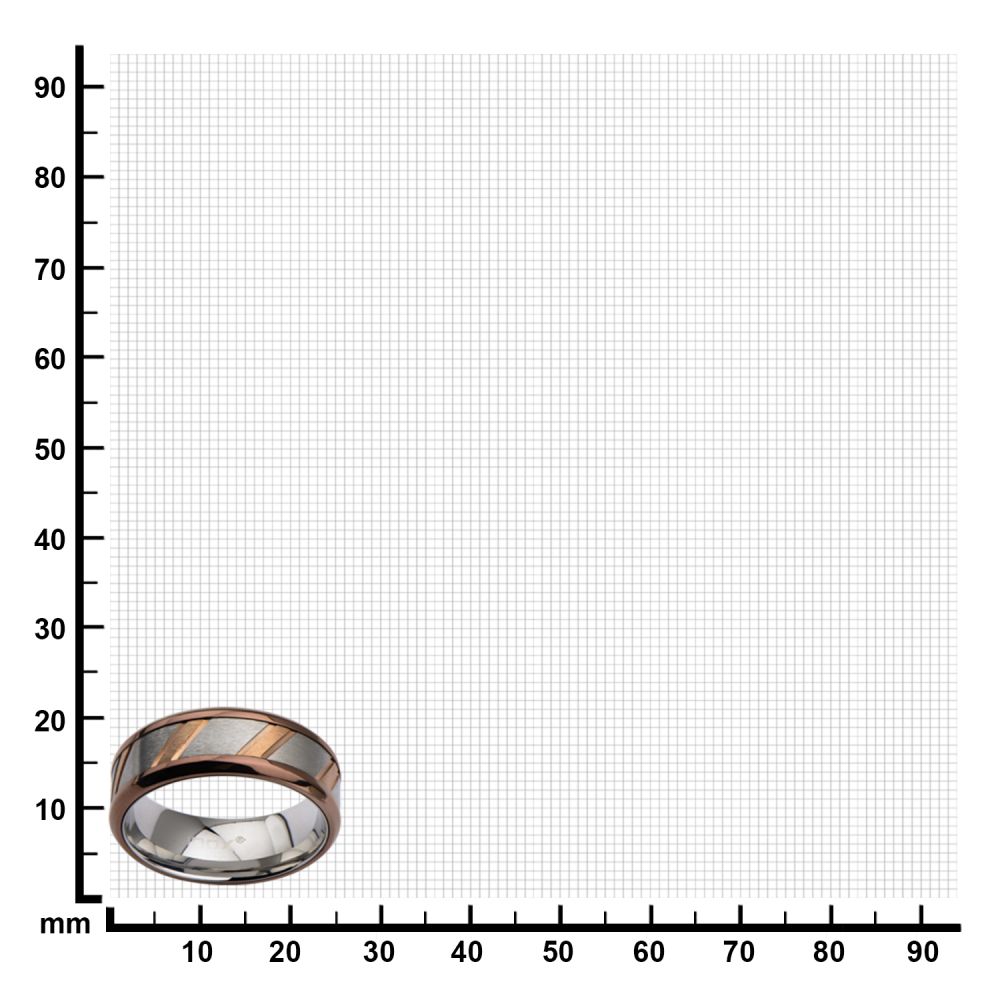 Rose Gold IP & Steel Ring with Diagonal Lines Sale