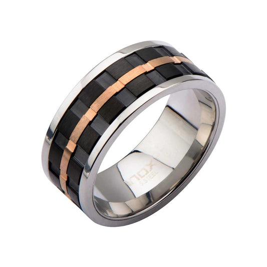 Black IP & Rose Gold IP Groove Spinner Ring Sale