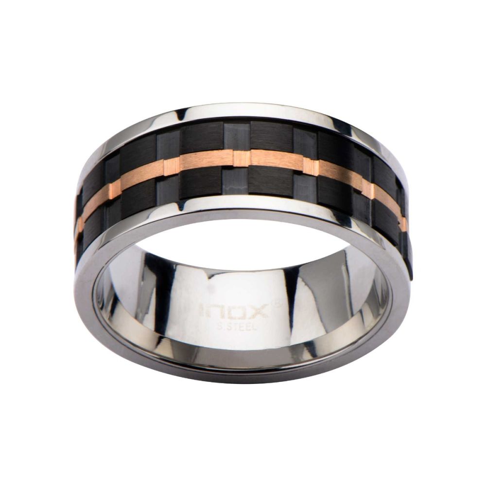 Black IP & Rose Gold IP Groove Spinner Ring Sale