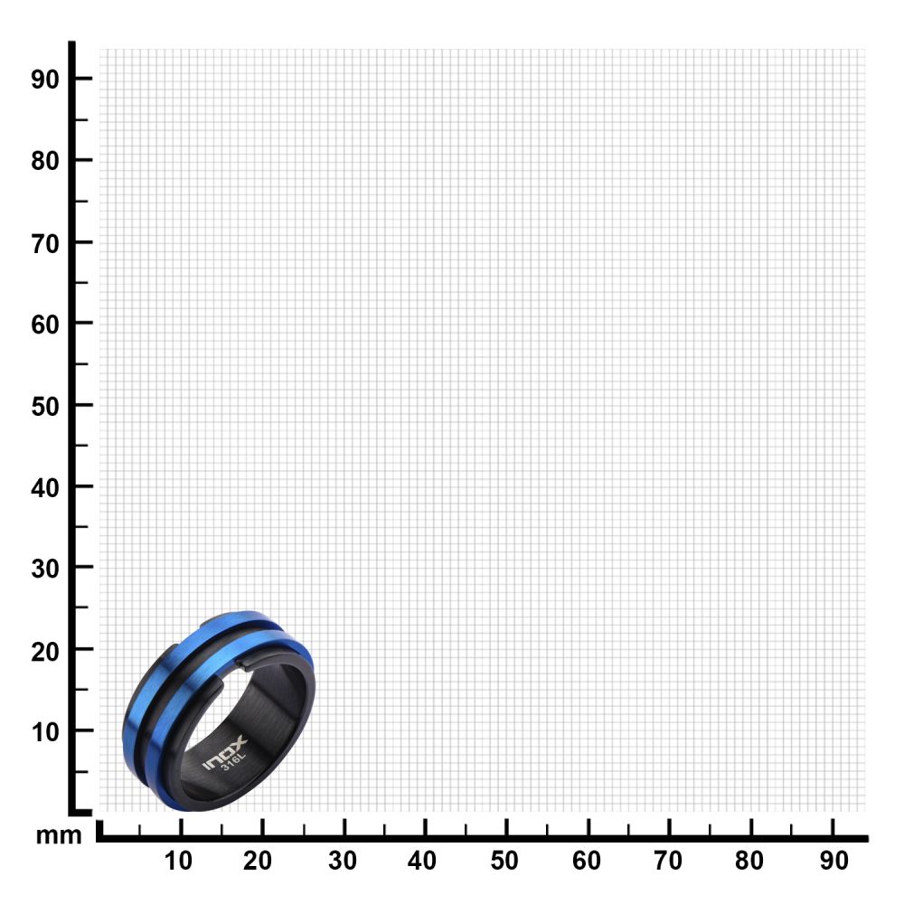 Matte Black IP with Thin Blue Lines Ring