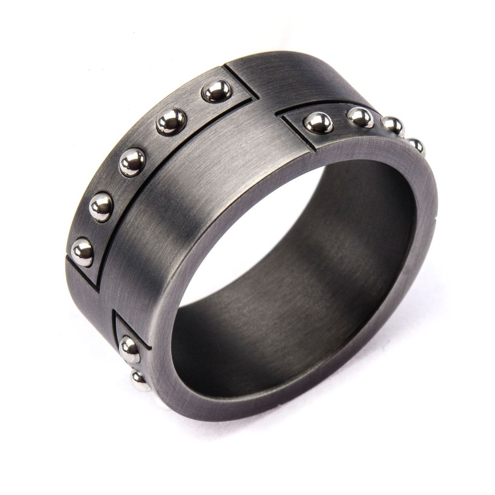 Stainless Steel Gun Metal Finish with Steel Beaded Ring Sale