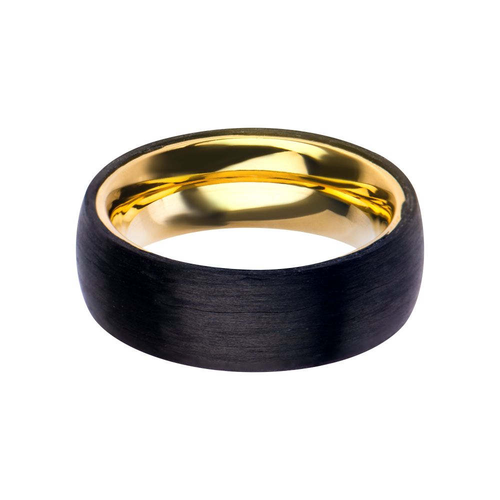 Solid Carbon & Gold IP Ring Sale