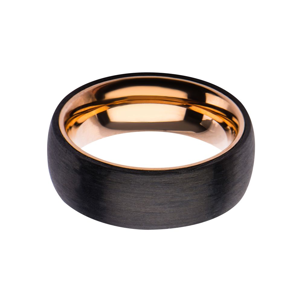 Solid Carbon & Rose Gold IP Ring Sale