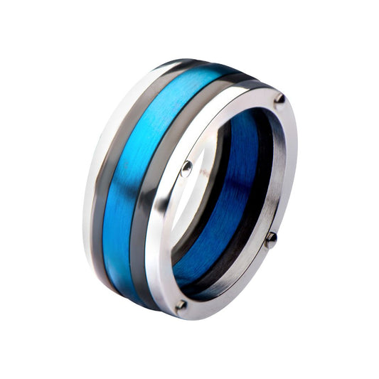 Steel, Black IP & Blue IP Polished Ring Sale