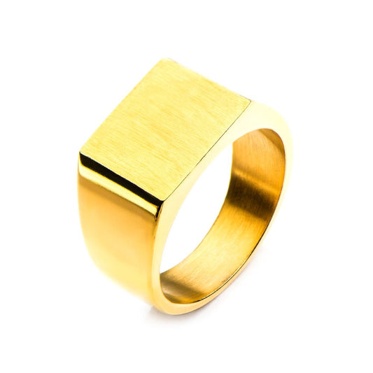 Gold IP & Engravable Polished Ring