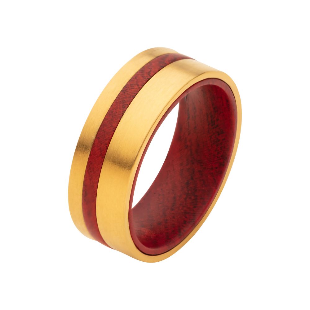 18Kt Gold IP Redwood Inlay Ring Sale