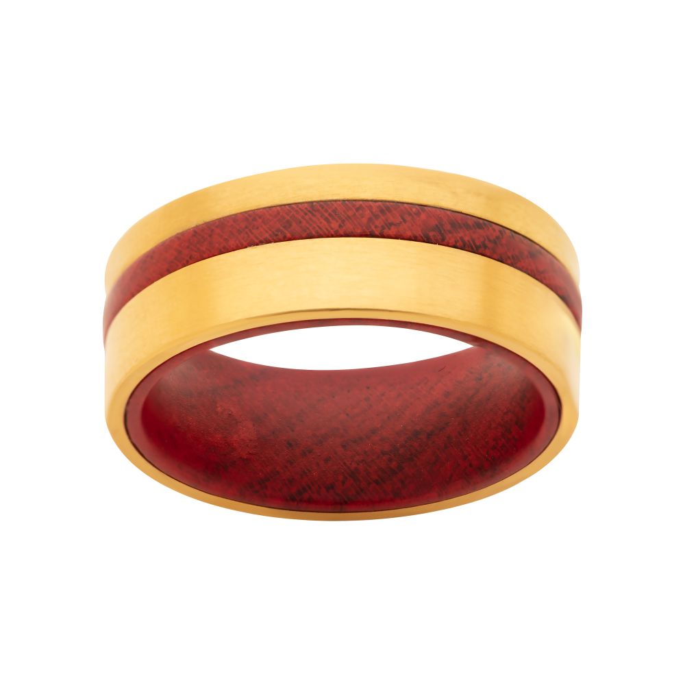 18Kt Gold IP Redwood Inlay Ring Sale