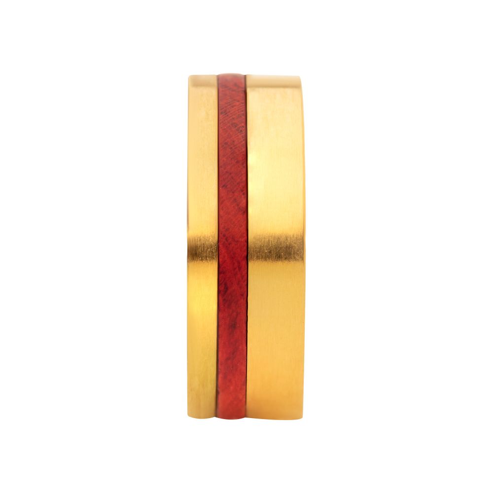 18Kt Gold IP Redwood Inlay Ring Sale