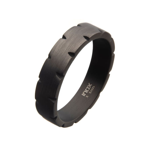 Stainless Steel and Gun Metal IP Chiseled Band Ring Sale