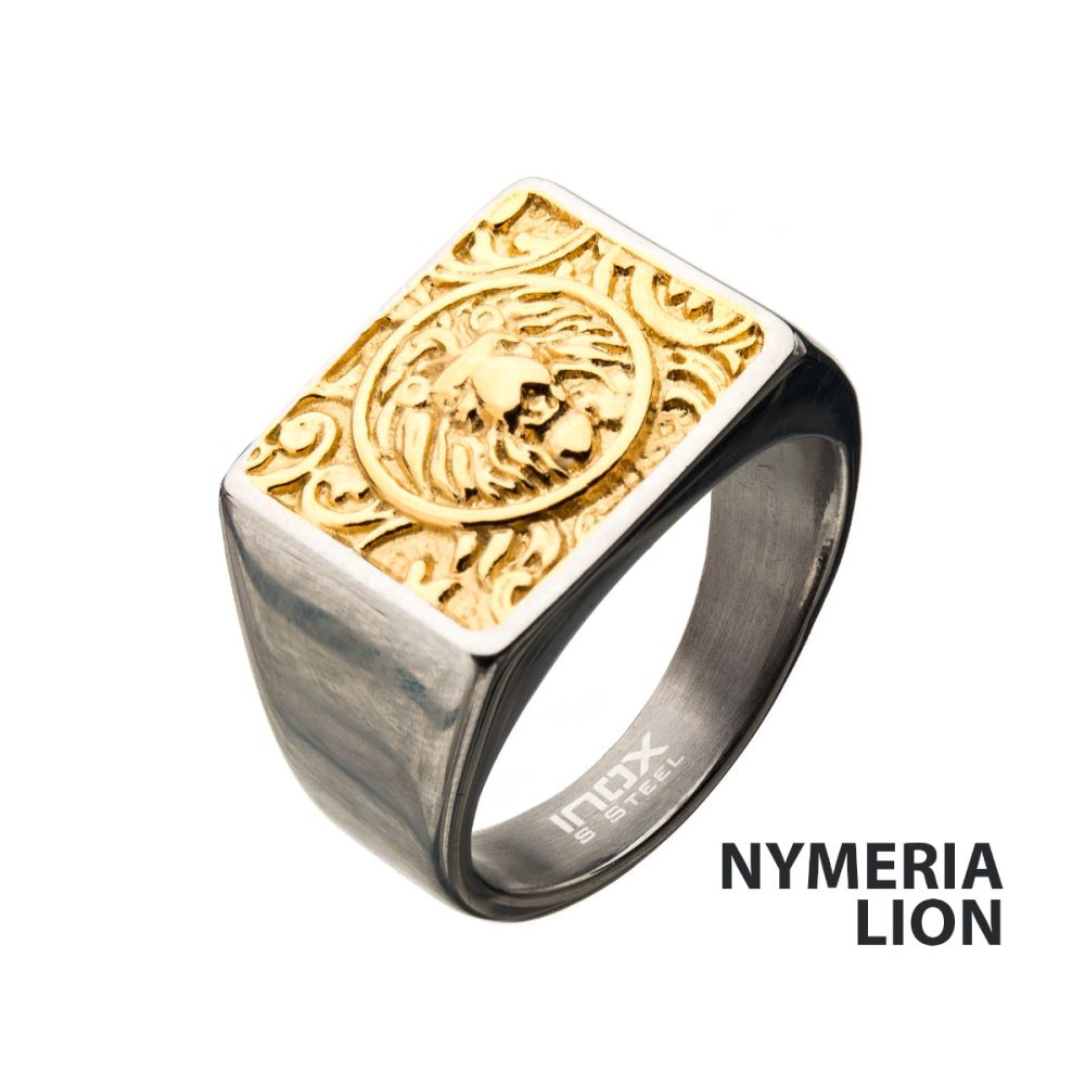 Steel with Gold IP Nymeria Lion Ring Sale