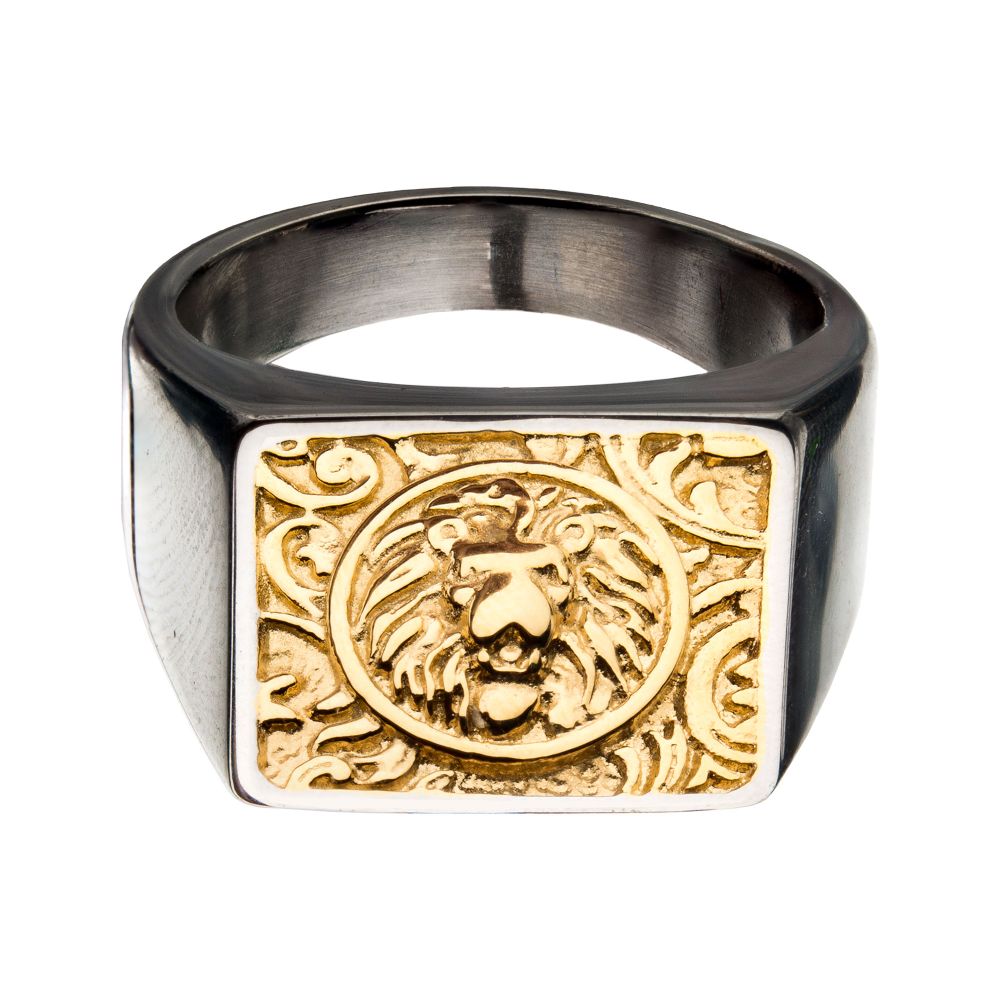 Steel with Gold IP Nymeria Lion Ring Sale