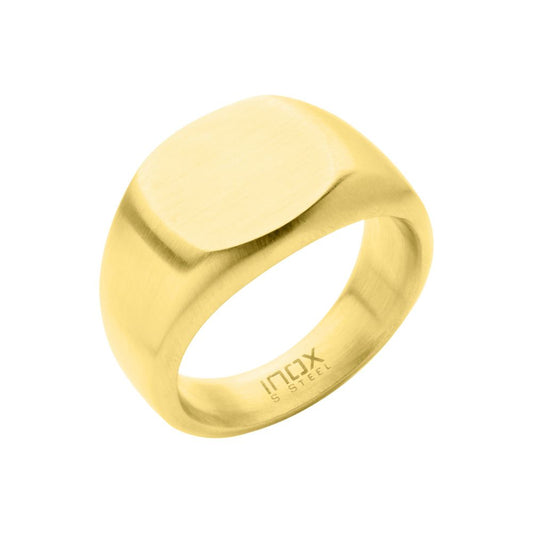 18Kt Gold IP Steel Signet Ring Sale