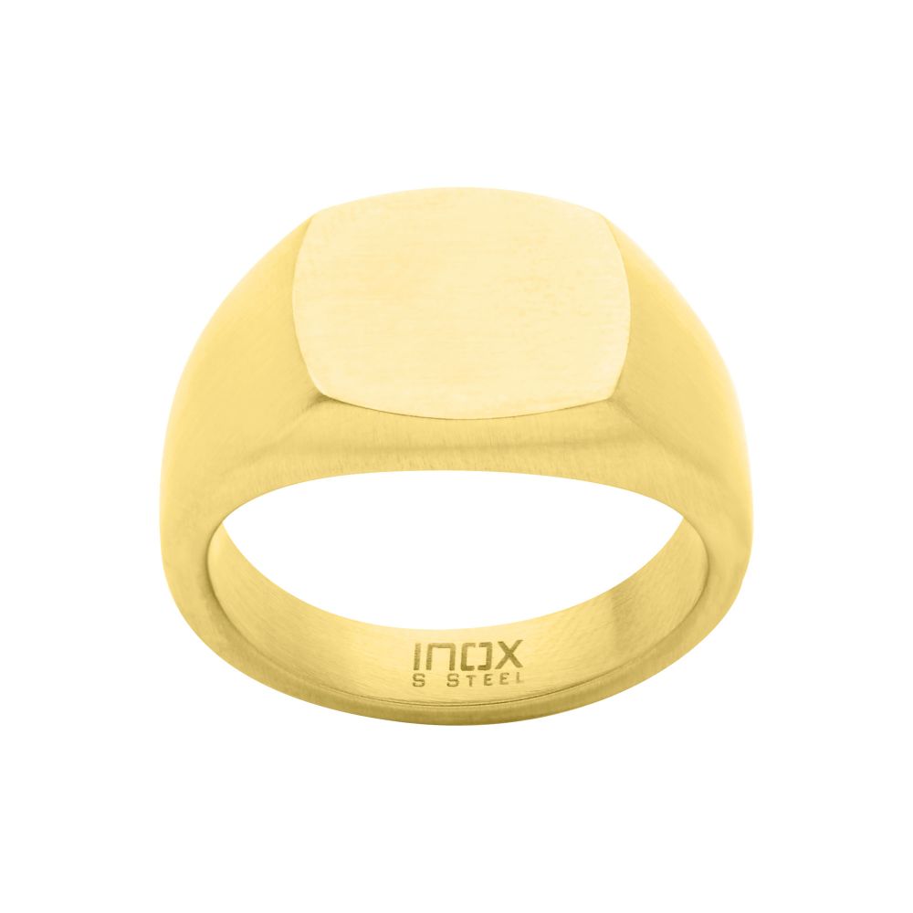 18Kt Gold IP Steel Signet Pinky Finger Ring