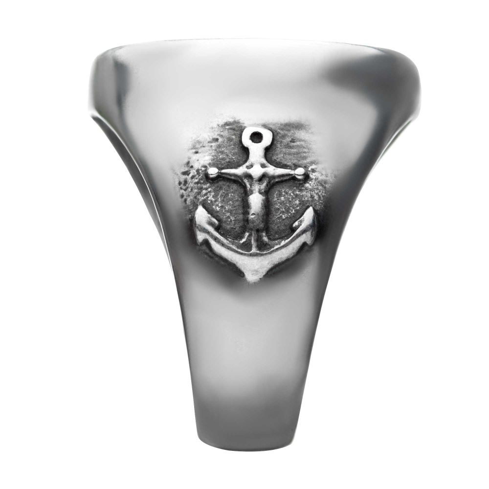 Stainless Steel Antiqued Finish with Compass & Vintage Anchor Rings Sale