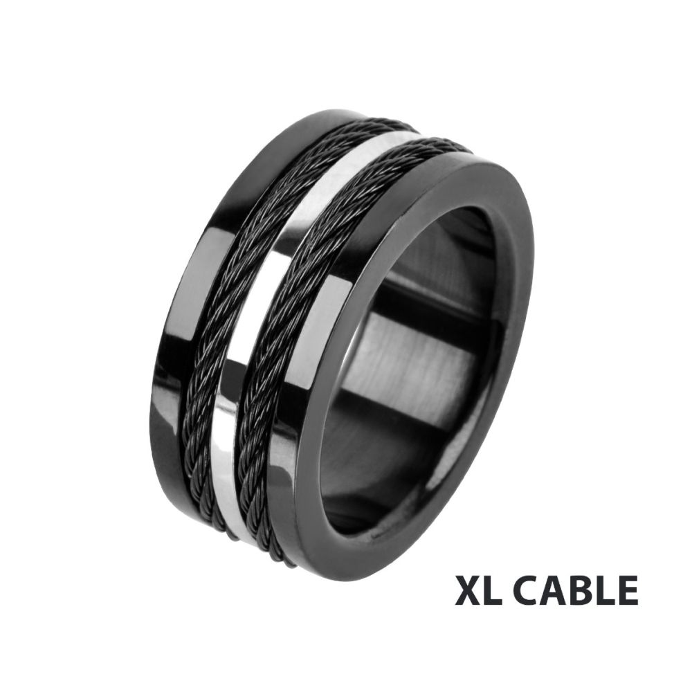 Multiple Cables Inlayed in Black IP Ring Sale