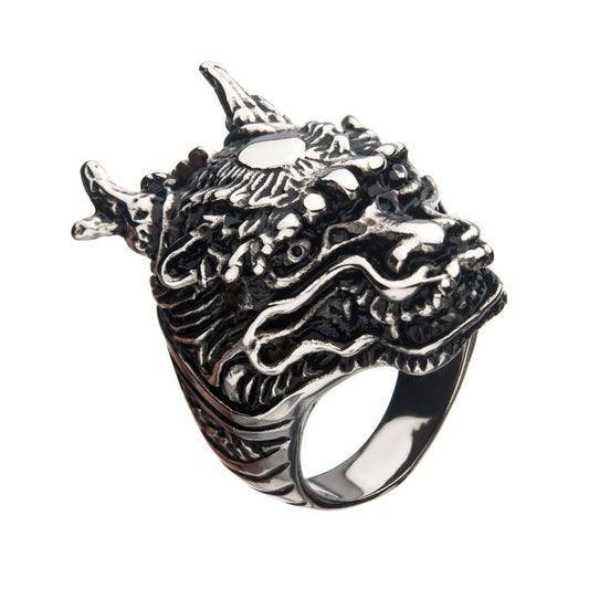 Oxidized Stainless Steel Dragon Ring Sale