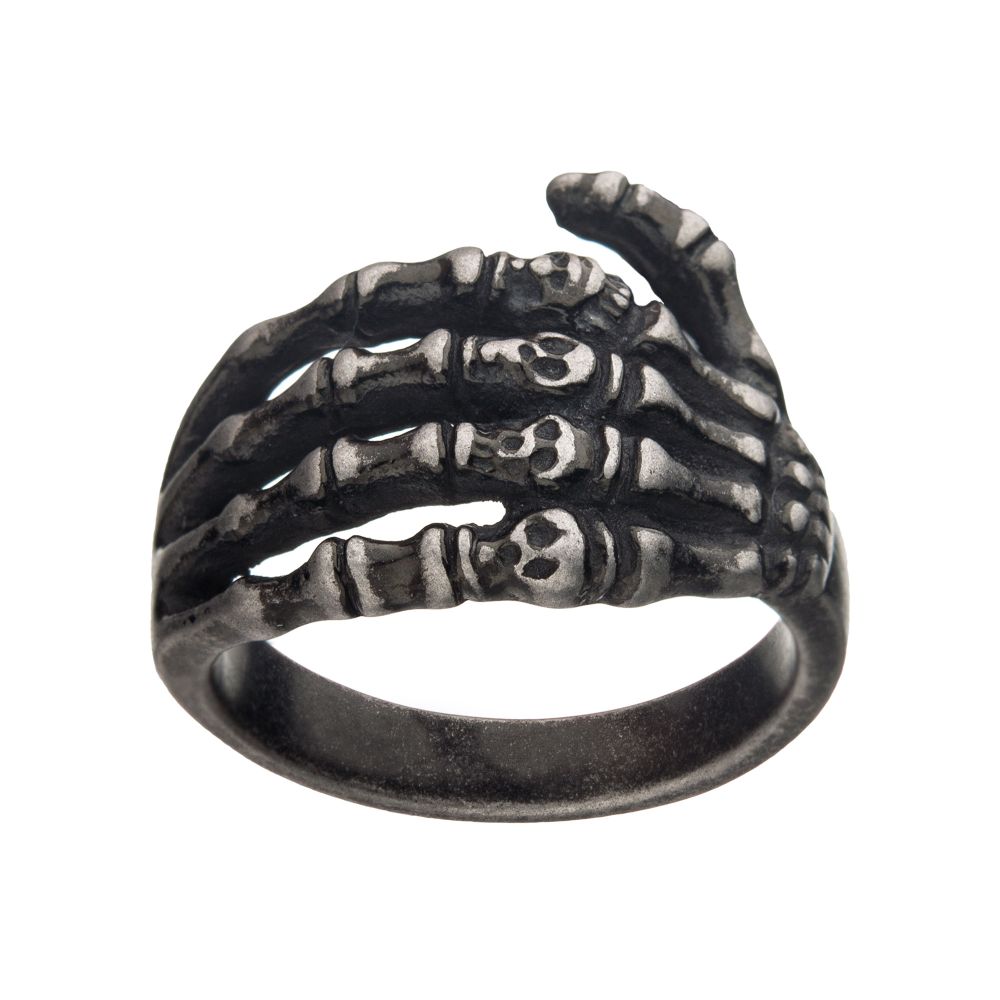 Antiqued Stainless Steel Skeleton Head Ring Sale