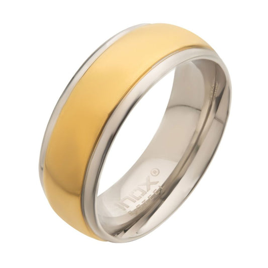 Steel & Gold IP Patterned Design Ring Sale