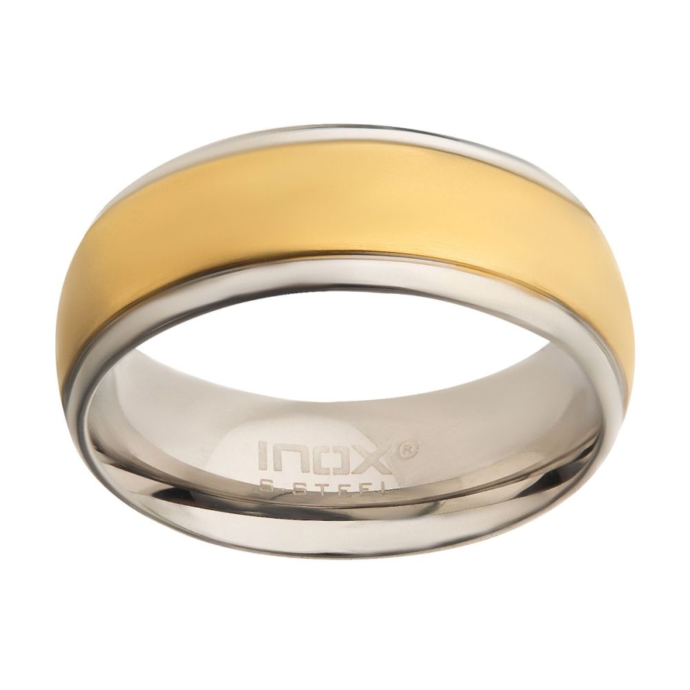 Steel & Gold IP Patterned Design Ring Sale