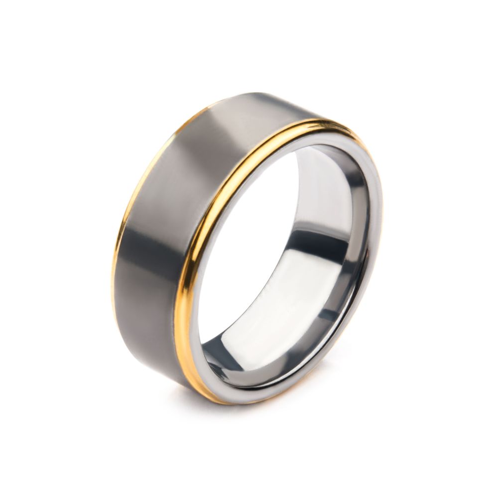 Gun Metal IP with Gold IP Edge Steel Ring Sale