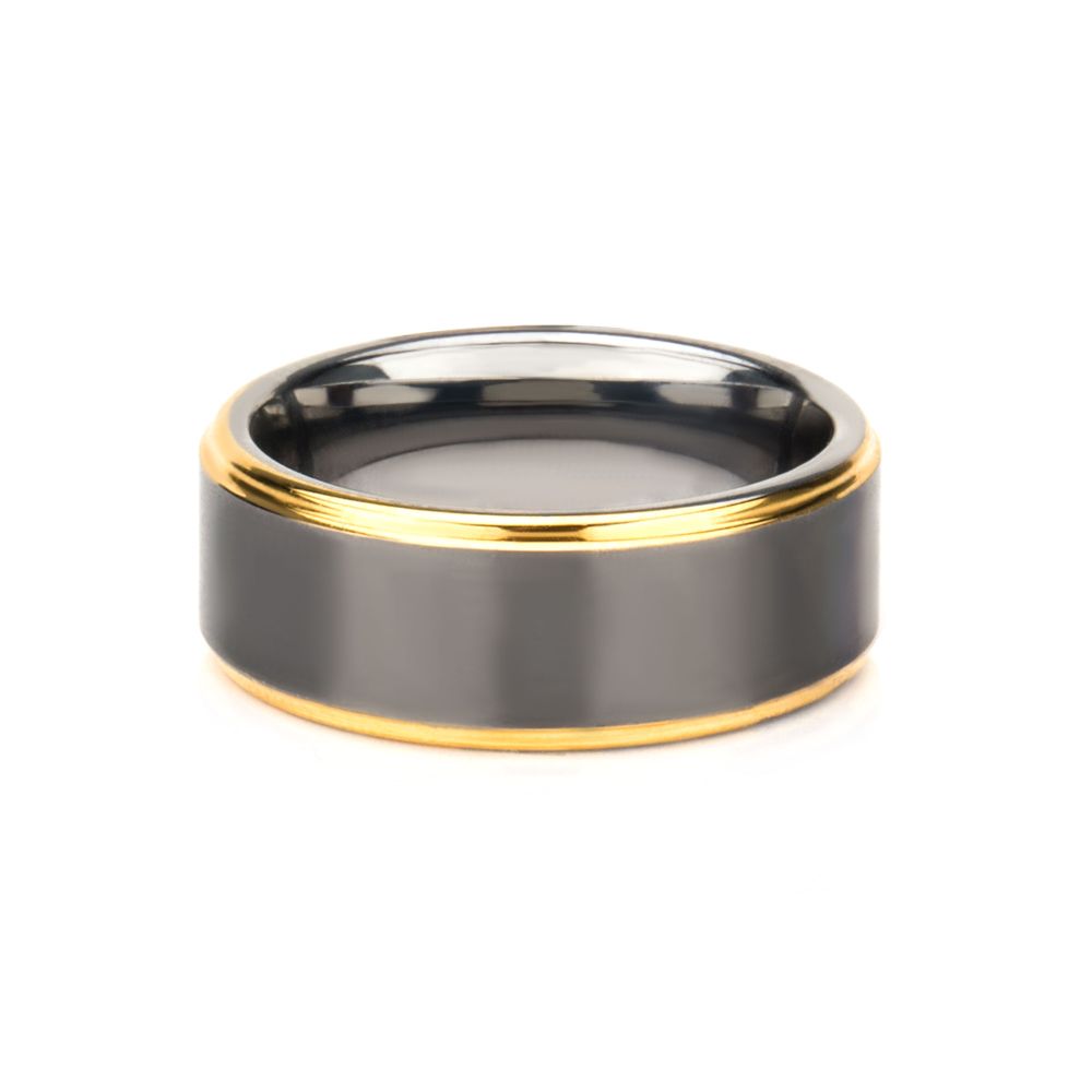 Gun Metal IP with Gold IP Edge Steel Ring Sale