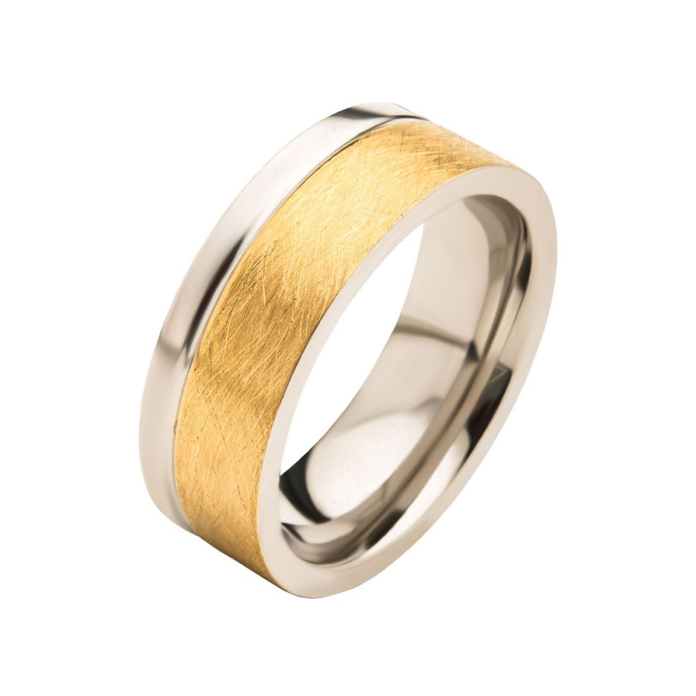 Steel with Brushed Gold IP Comfort Fit Ring Sale